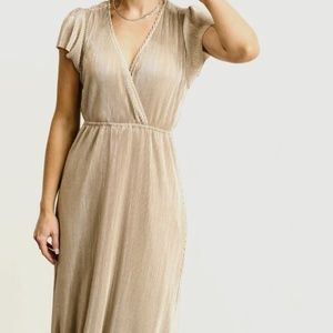 Athena Pleated Maxi Dress- GOLD BALTIC BORN
